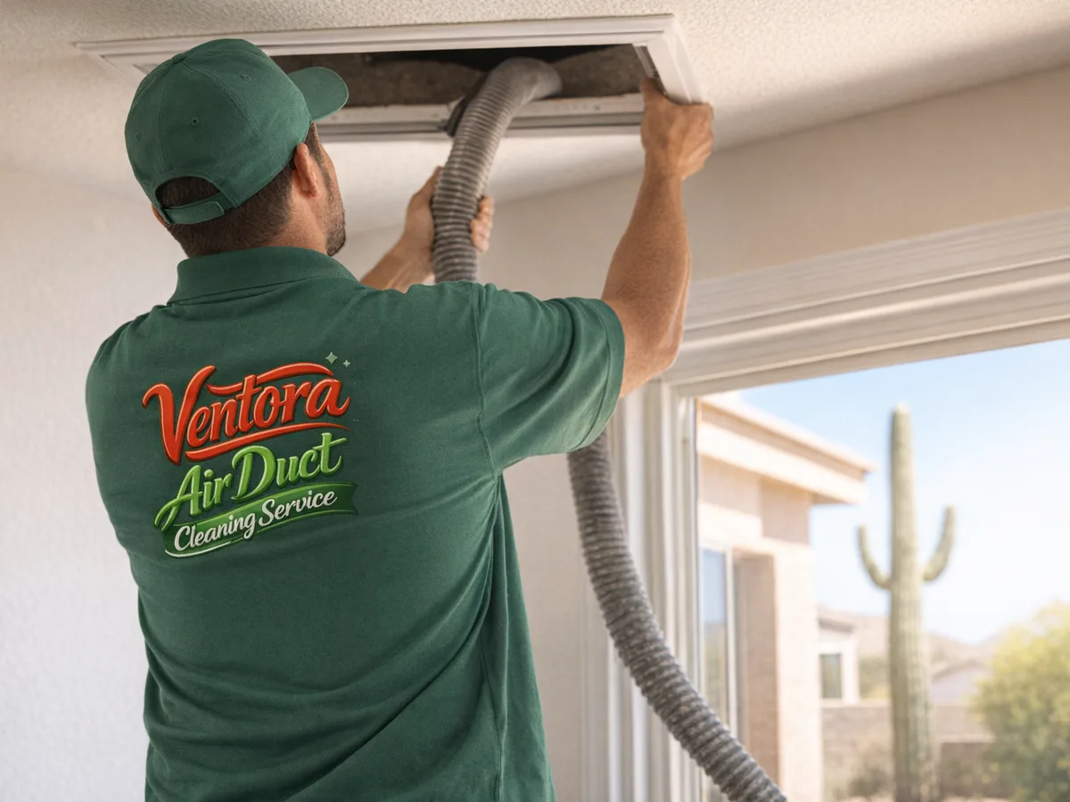 air duct cleaning technician on the job in Phoenix, AZ